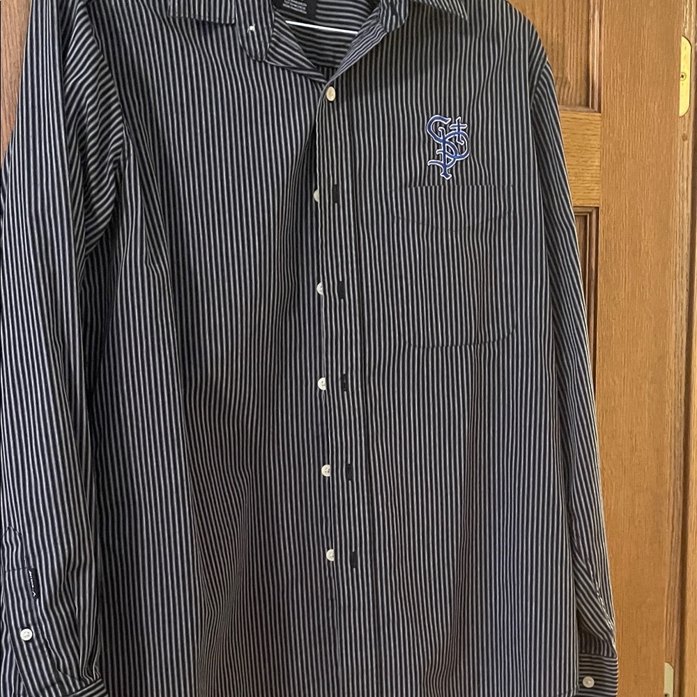 Antigua Black and White Striped Button-Down Shirt Saint Paul Saints baseball